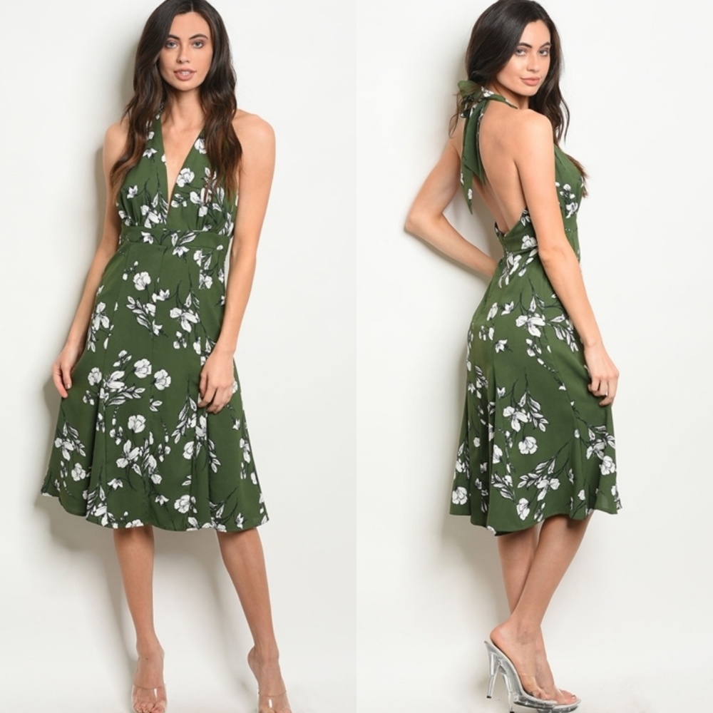 Open back halter midi dress - Picture 1 of 3